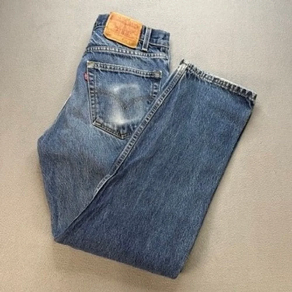 VTG Levis 505 Straight Leg Jeans 33x30 (FIt 30x29) Blue Faded Made in USA Work